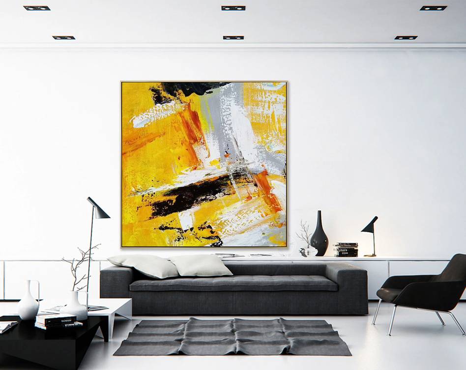 Painting Hand-painted Yellow Big Paintings Abstract Canvas Wall Art 96A47